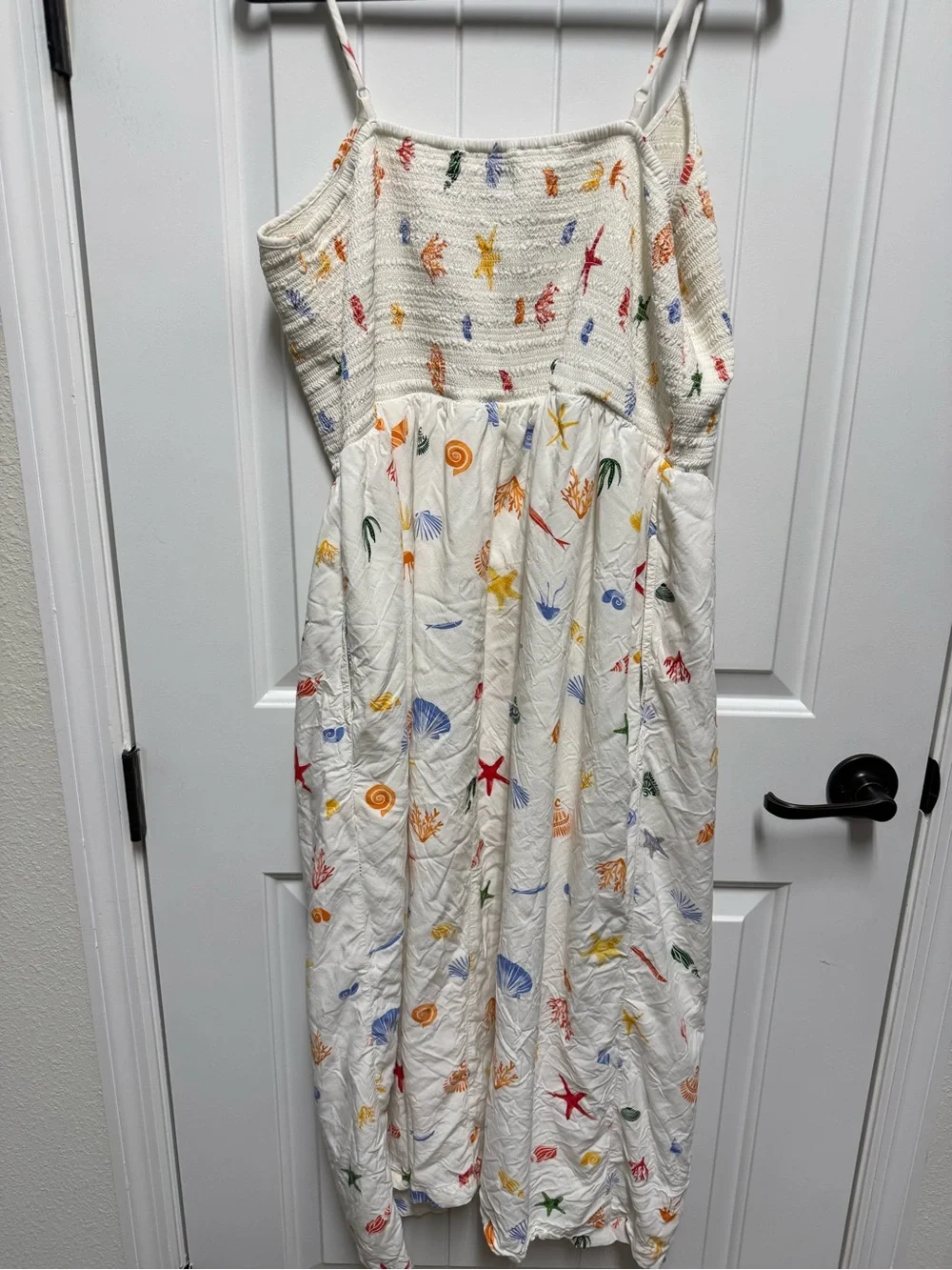 XL White Patterned Maxi Dress. Ocean/Sea Themed Print - Picture 4 of 5